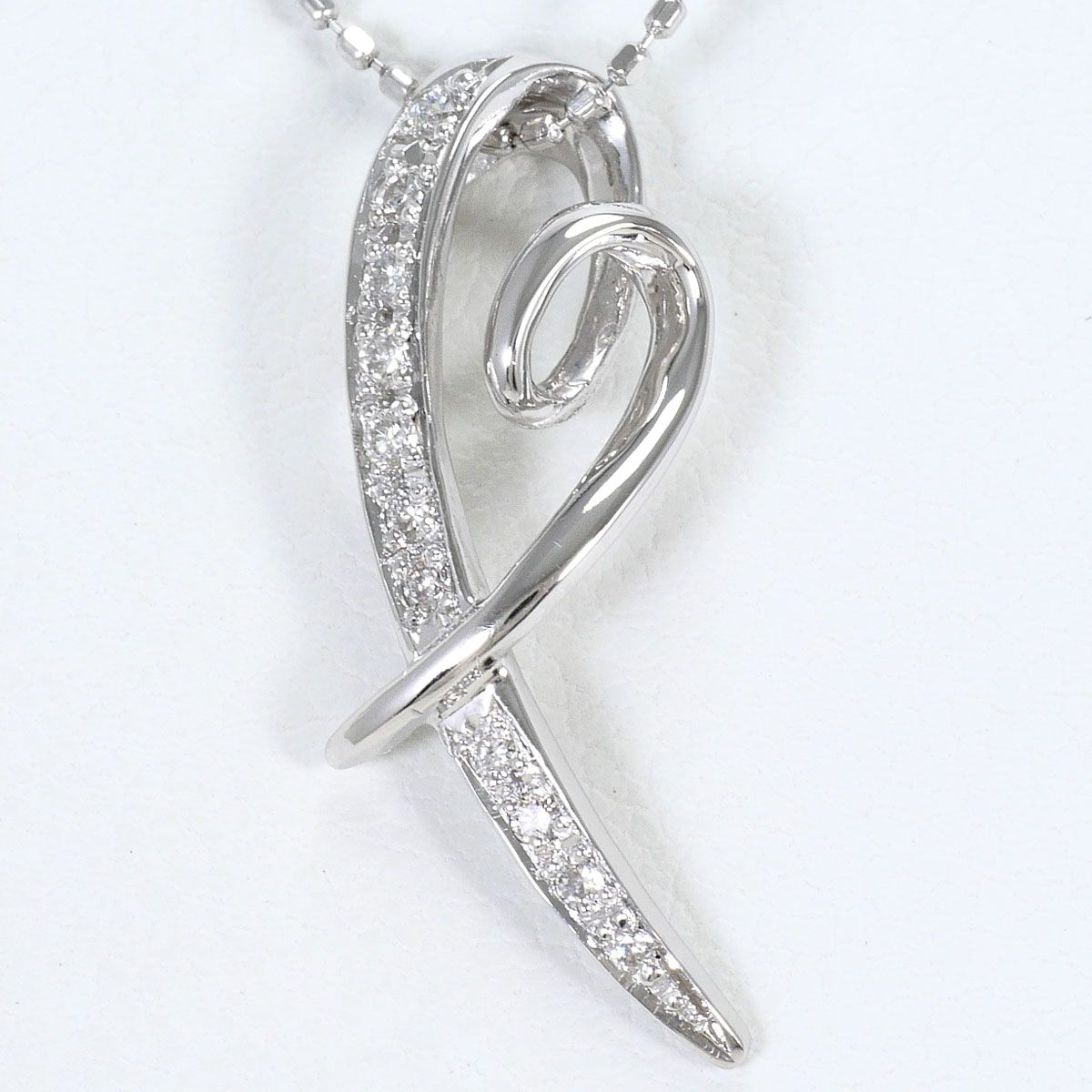 K18WG ネックレス ダイヤモンド 0.10ct 総重量約2.6g 約40cm