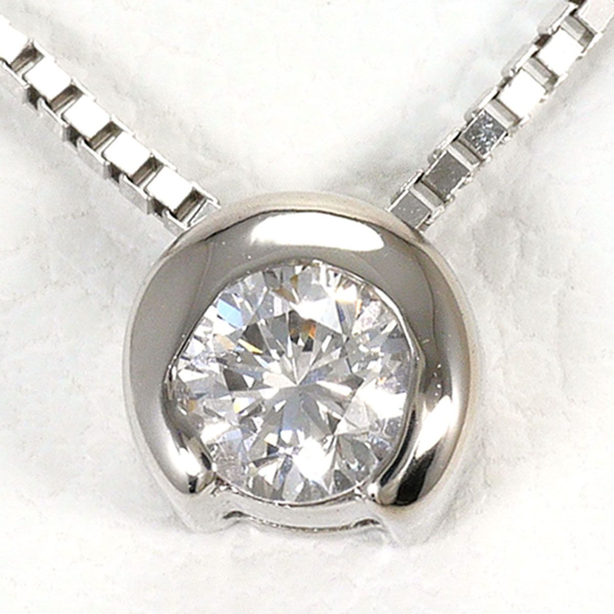 K14WG ネックレス ダイヤモンド 0.18ct 総重量約1.9g 約40cm