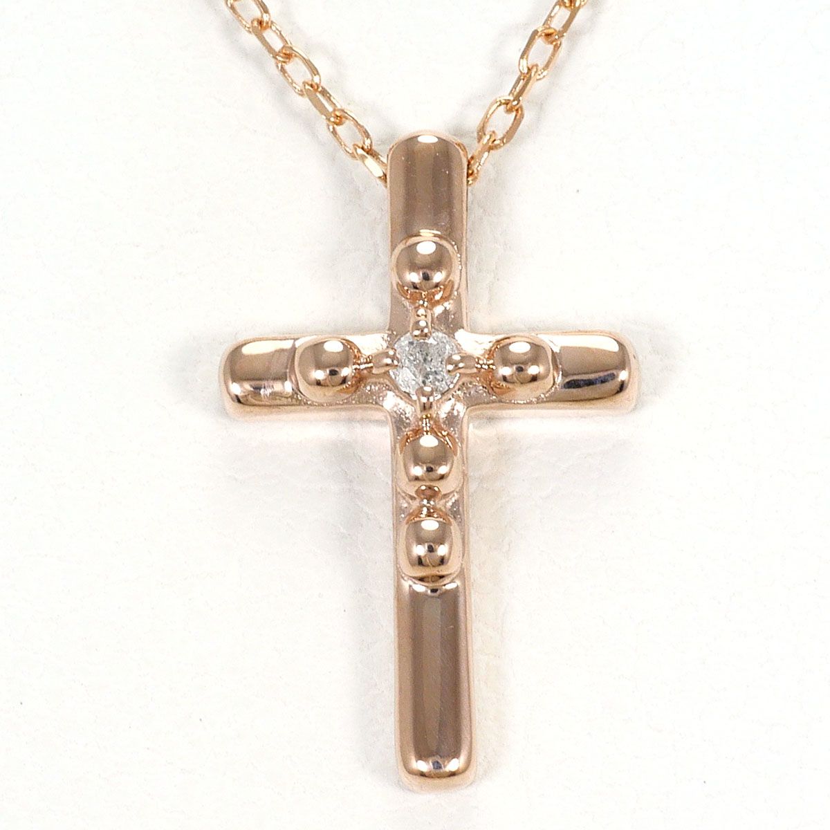 K10PG ネックレス ダイヤモンド 0.02ct 総重量約1.3g 約39cm