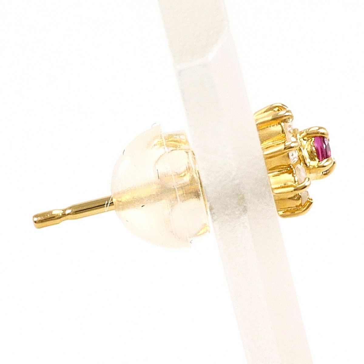 K18YG ピアス(片耳) ルビー ダイヤモンド 0.04ct 総重量約0.3g 