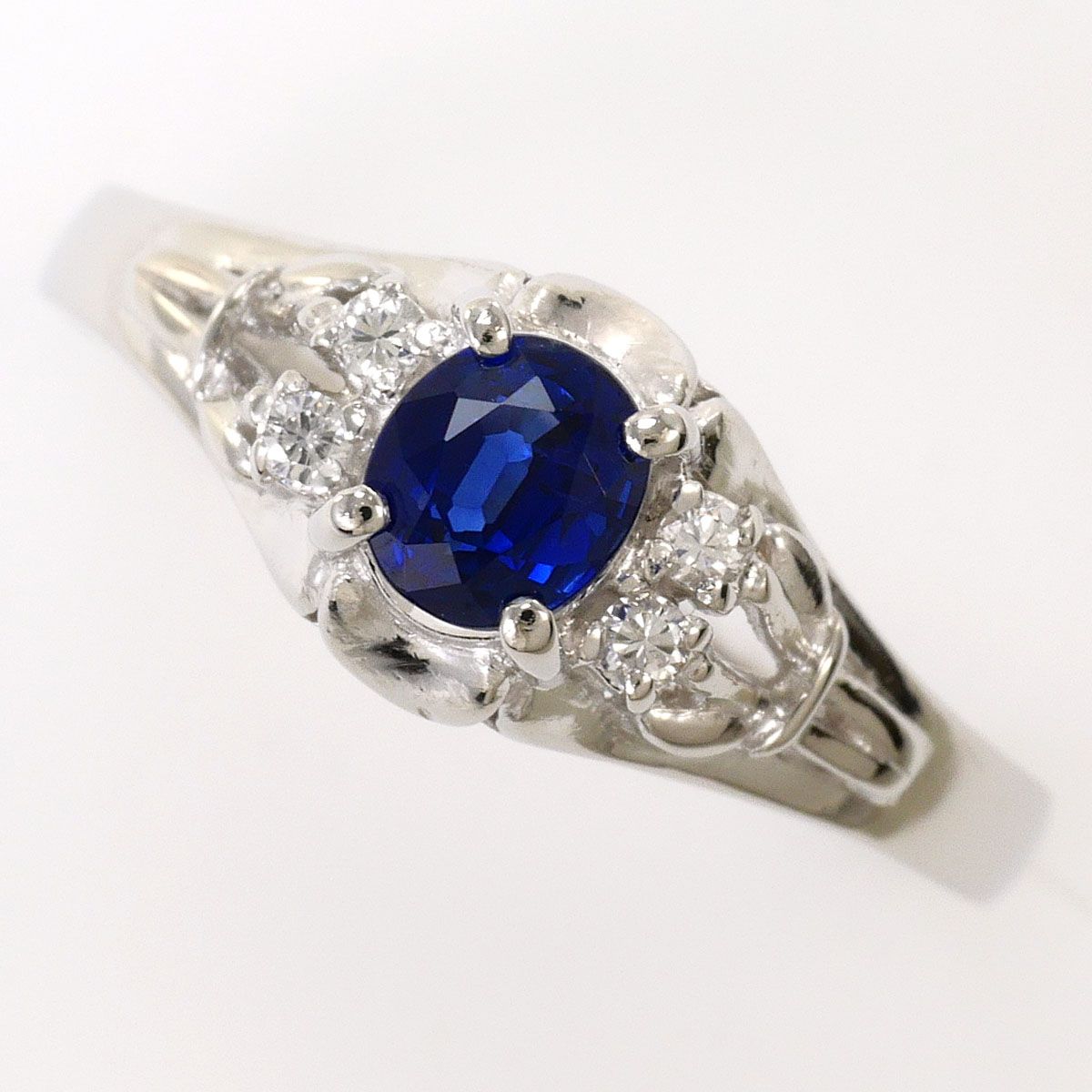 PT900/プラチナ リング・指輪 12号 サファイア 0.48ct ダイヤモンド 0.51ct 総重量約2.9g