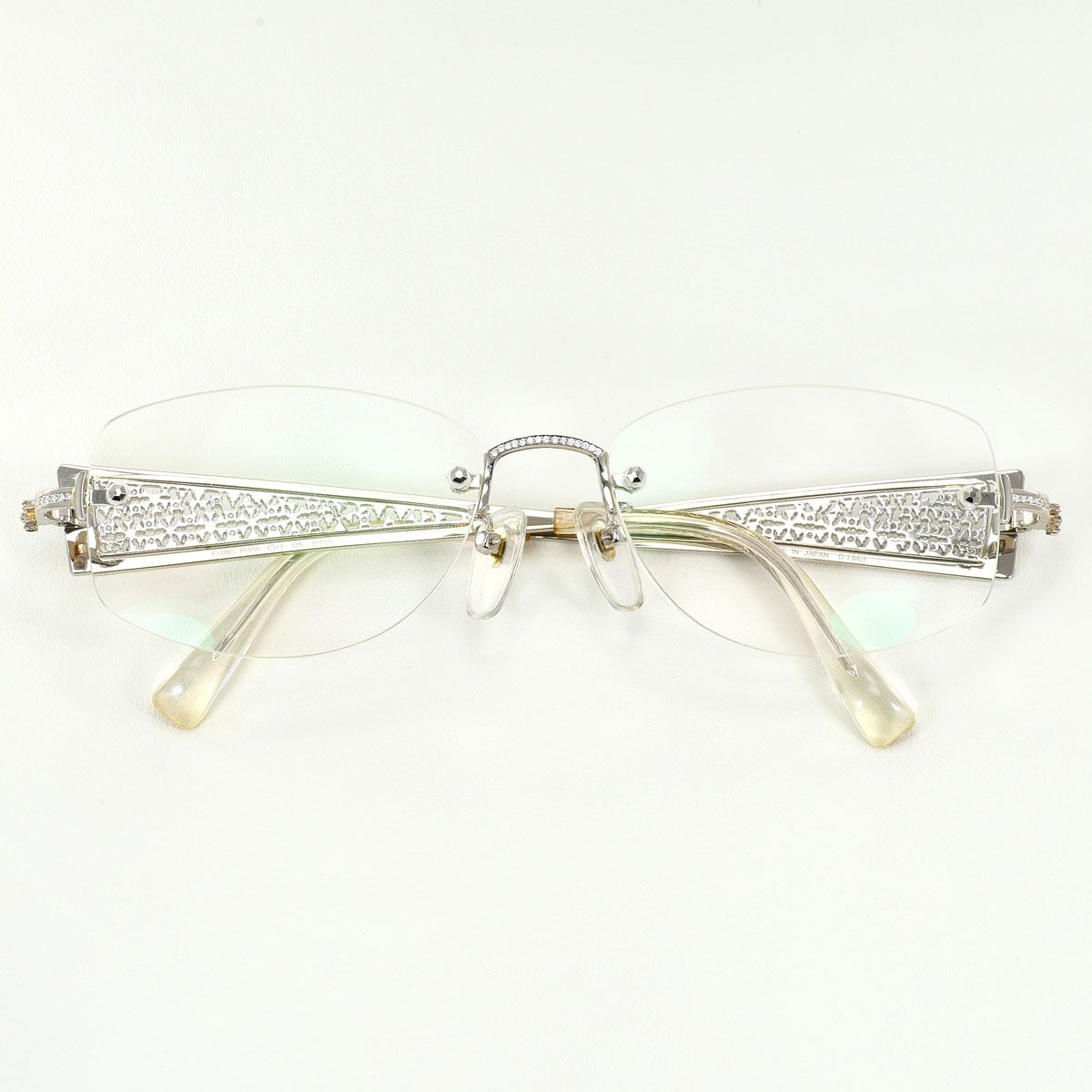 HAND PT950/プラチナ K18WG 眼鏡 ダイヤモンド 1.84ct 総重量約50.5g ユニセックス