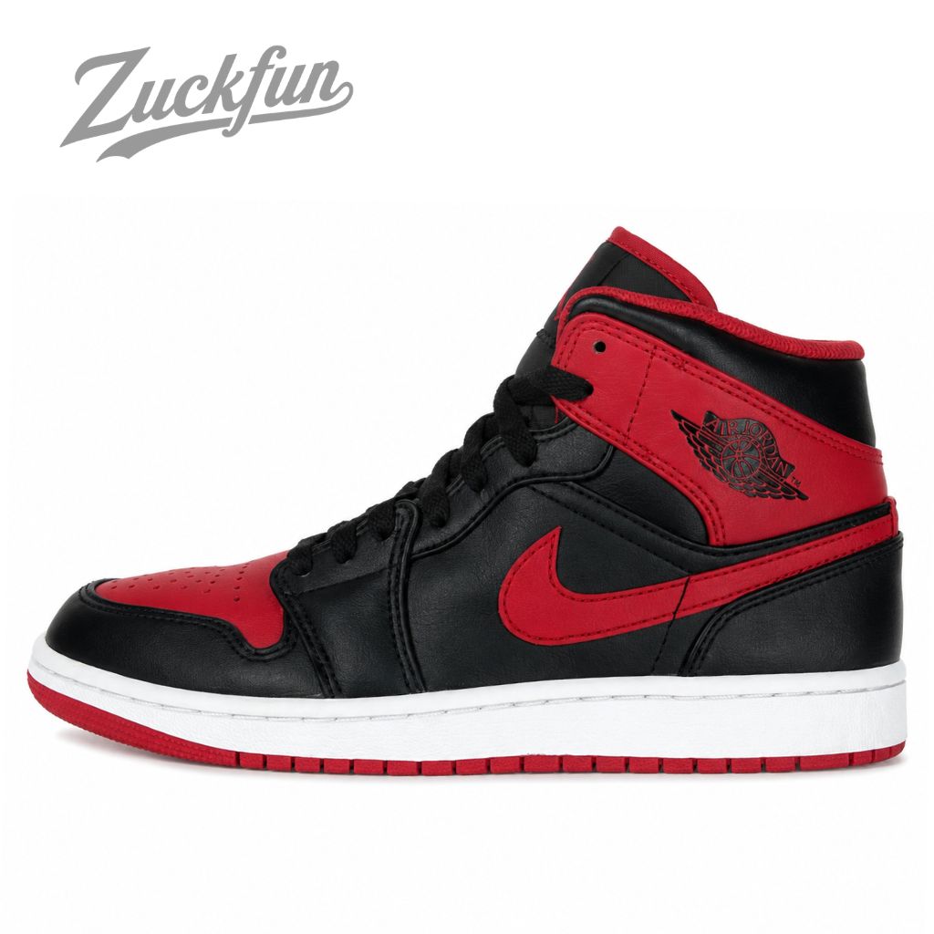 （再出品）NIKE AIR JORDAN 1 MID BRED TOE ナイキ エア ジョーダン 1 ミッド カット ブレッド トゥ レッド ブラック 黒 25.5cm メンズ ナイキ スニーカー U10917