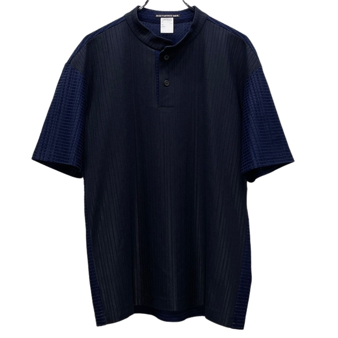 ISSEY MIYAKE MEN バンドカラー切替プルオーバーシャツ Tシャツ カットソー トップス 半袖 Archive イッセイミヤケ
