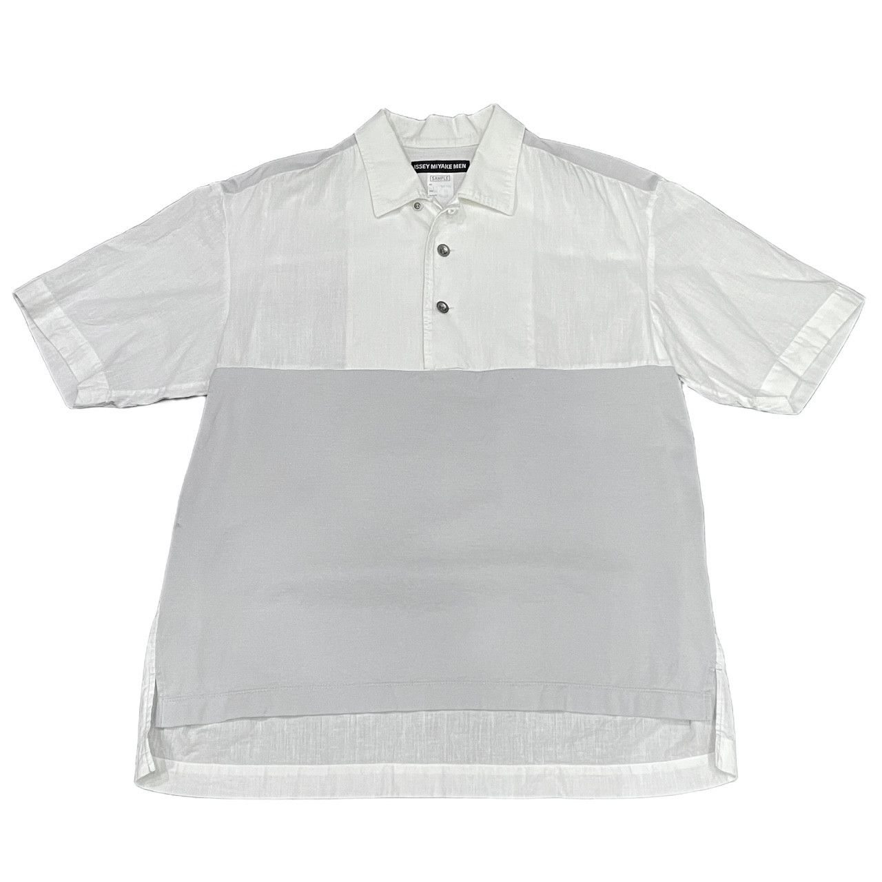 メンズ ISSEY MIYAKE MEN コットンガーゼ切替プルオーバーシャツ 