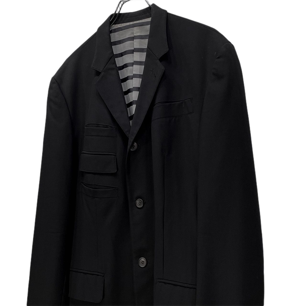 Jean Paul GAULTIER HOMME 93SS ウールギャバジンボーダーライニング