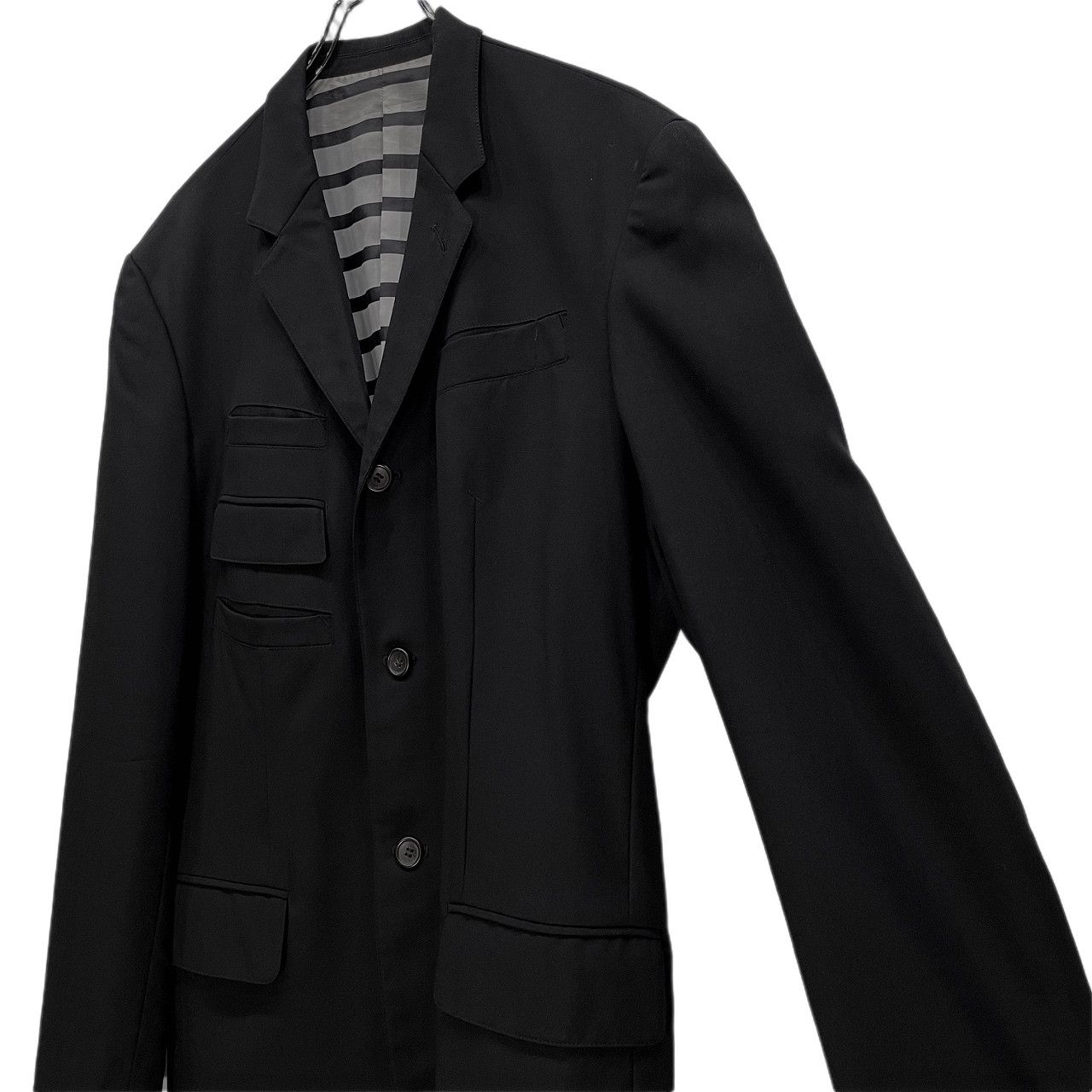 Jean Paul GAULTIER HOMME 93SS ウールギャバジンボーダーライニング