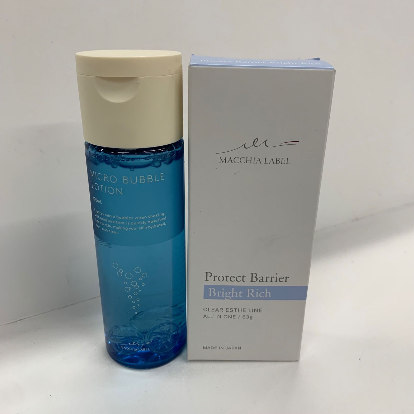 M4705 MACCHIA LABEL MAQUIA LABEL PROTECT BARRIER BRIGHT RICH 63g/ MEDICINAL MICROBUBBLE LOTION 100ml