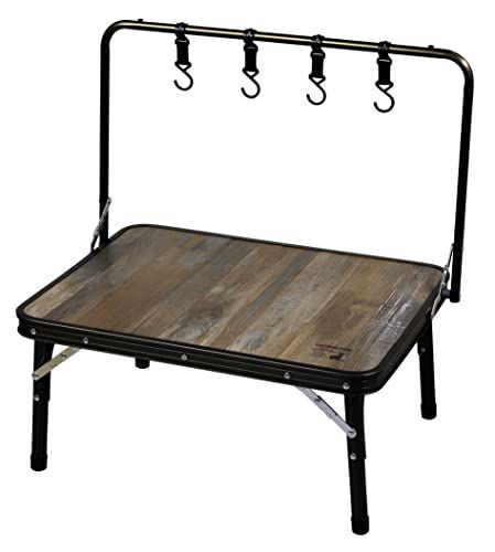 キャプテンスタッグ(CAPTAIN STAG) アウトドアテーブル テーブル ハンギングサイドテーブル 幅65×奥行45cm ハンガーラック付き フック4個付き 高さ2段階調節可能 アルミ製