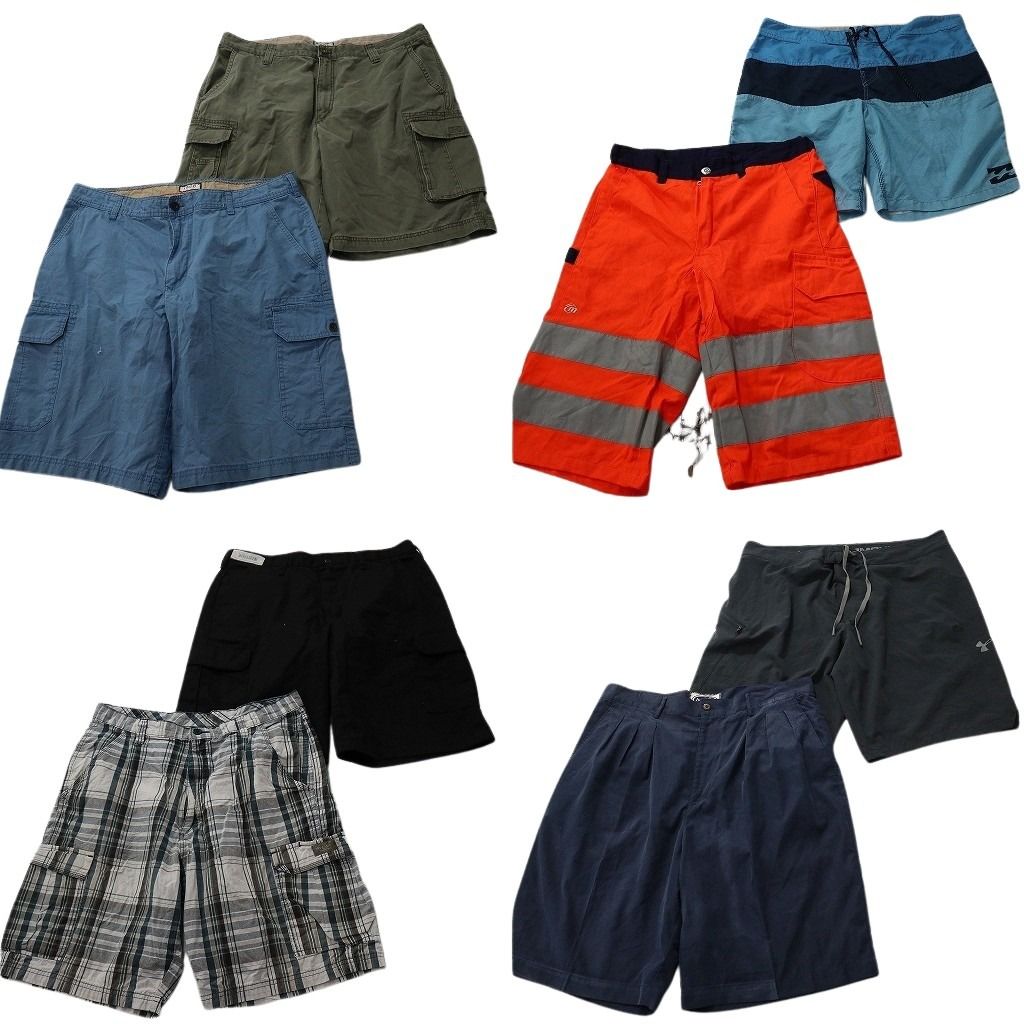 古着卸 まとめ売り ショートパンツMIX 8枚セット ( メンズ 36/38/40 ) カーゴ チェック スリータック 中古 古着 NE9366