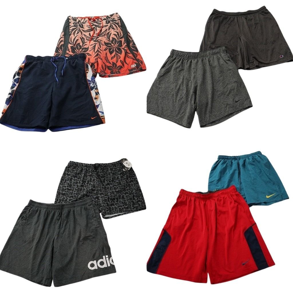 古着卸 まとめ売り ブランドMIX ショートパンツ 8枚セット ( メンズ XL ) チャンピオン ナイキ アディダス 中古 古着 NE9374