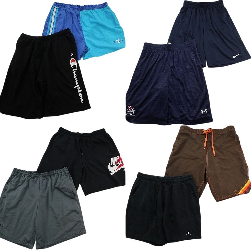 古着卸 まとめ売り ブランドMIX ショートパンツ 8枚セット ( メンズ XL ) チャンピオン アンダーアーマー ナイキ 中古 古着 NE9389