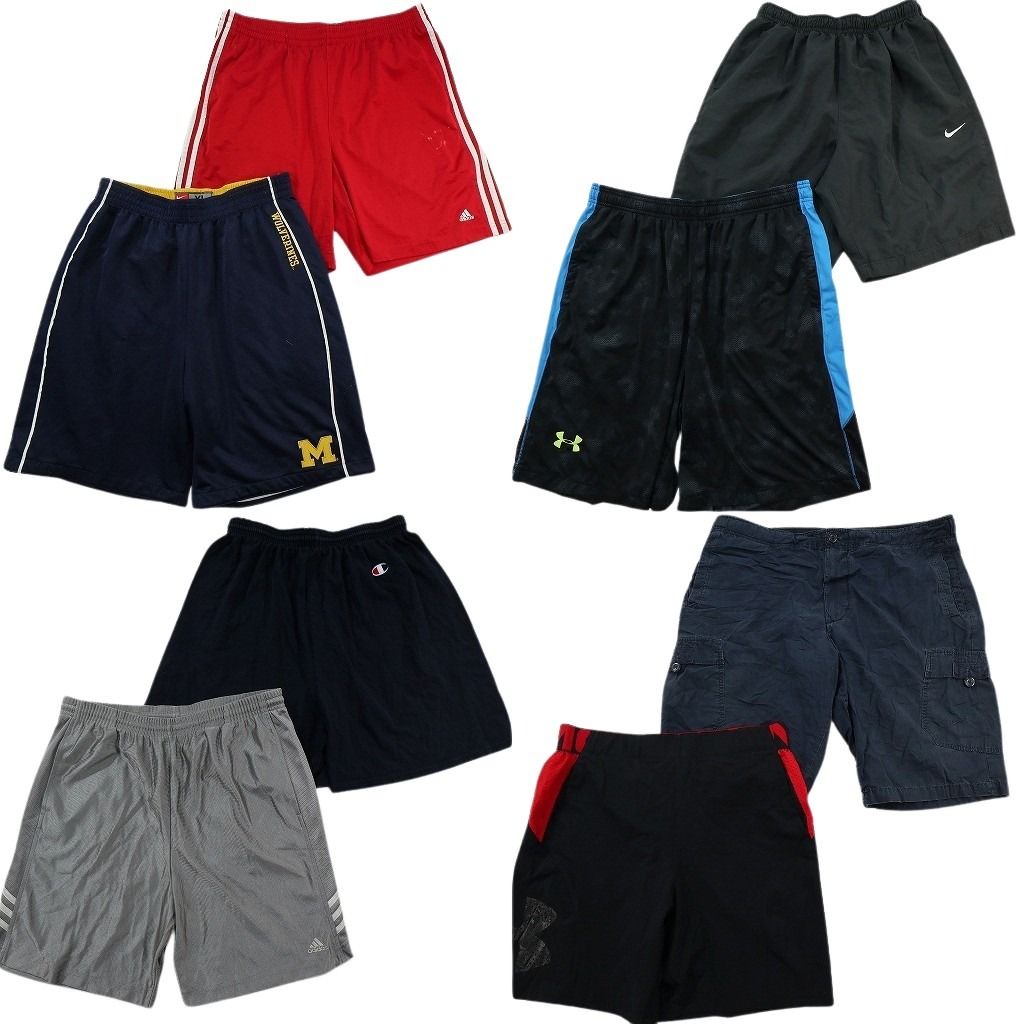 古着卸 まとめ売り ブランドMIX ショートパンツ 8枚セット ( メンズ XL ) アディダス ナイキ アンダーアーマー 中古 古着 NE9390