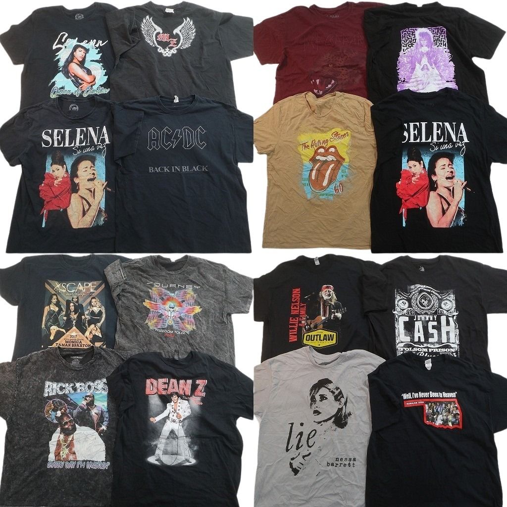 古着卸 まとめ売り 音楽・バンド Tシャツ 16枚セット ( メンズ XL ) AC/DC デフレパード ローリングストーンズ 中古 古着 NE9406