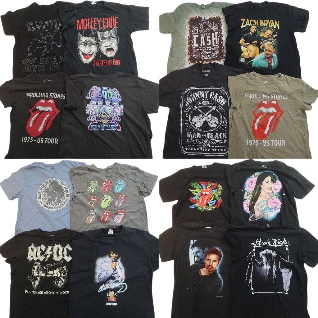 古着卸 まとめ売り 音楽・バンド Tシャツ 16枚セット ( メンズ L ) ビートルズ ローリングストーンズ レッドツェッペリン 中古 古着 NE9409