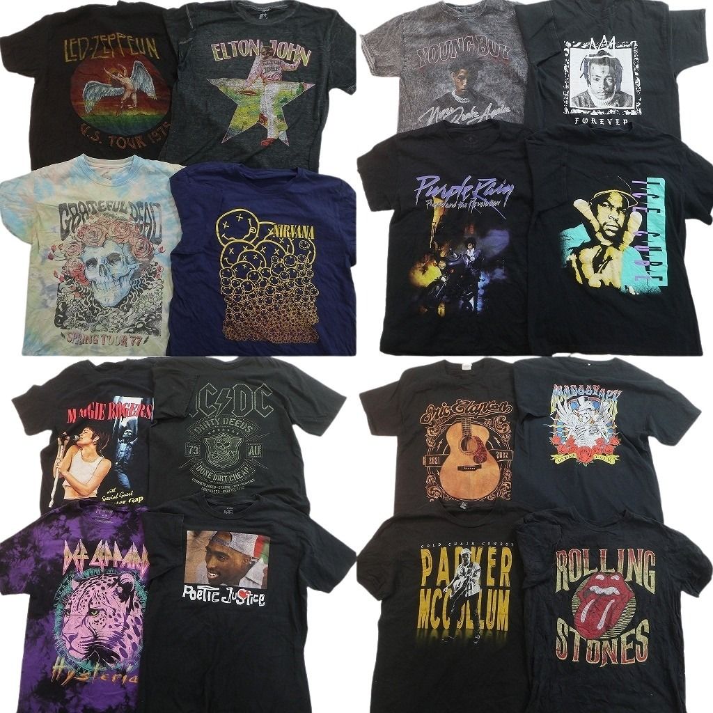 古着卸 まとめ 音楽・バンド Tシャツ 16枚セット ( メンズ S/M ) レッドツェッペリン ニルヴァーナ ローリングストーンズ 中古 古着 NE9415
