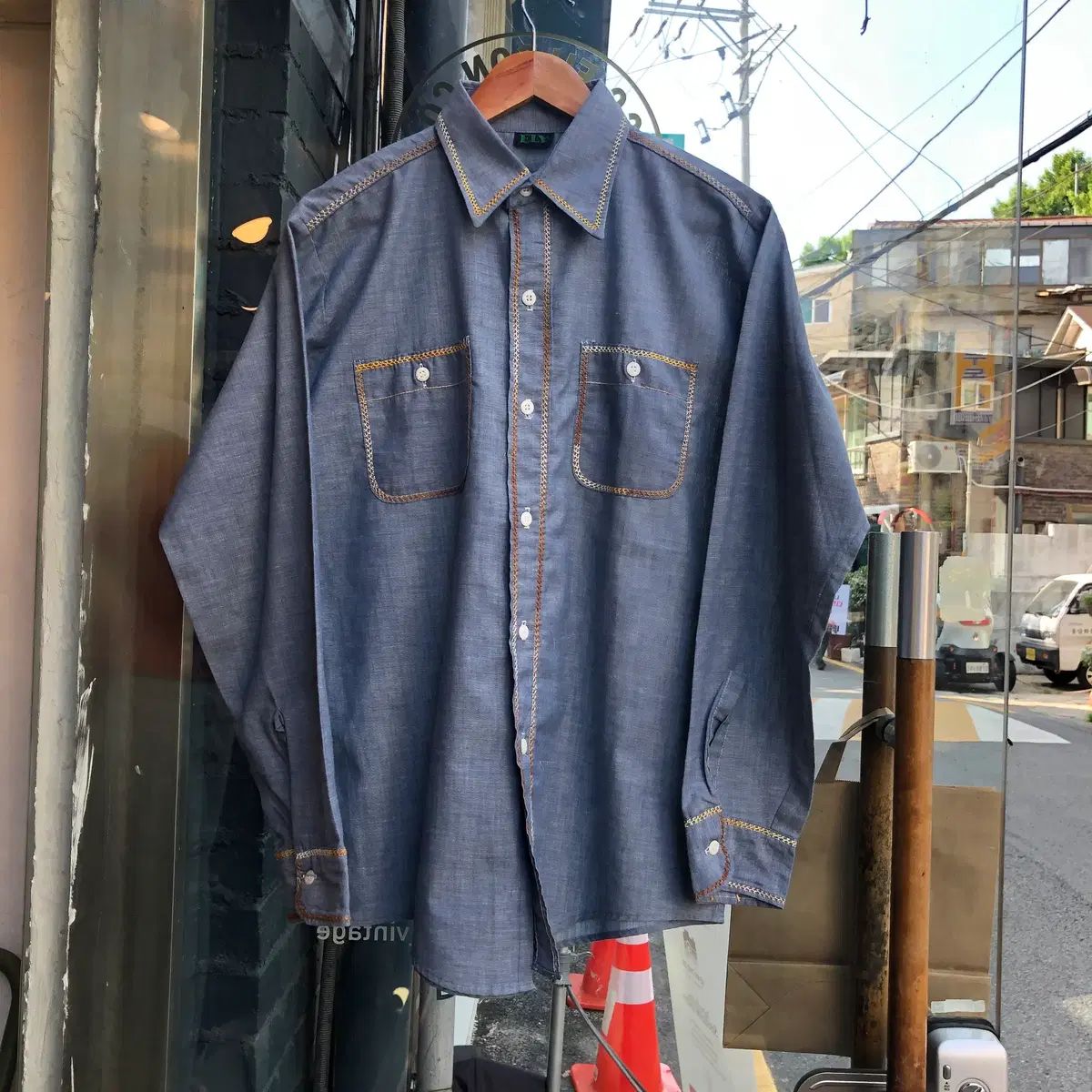 70s/80s ヴィンテージシャンブレーシャツ-M