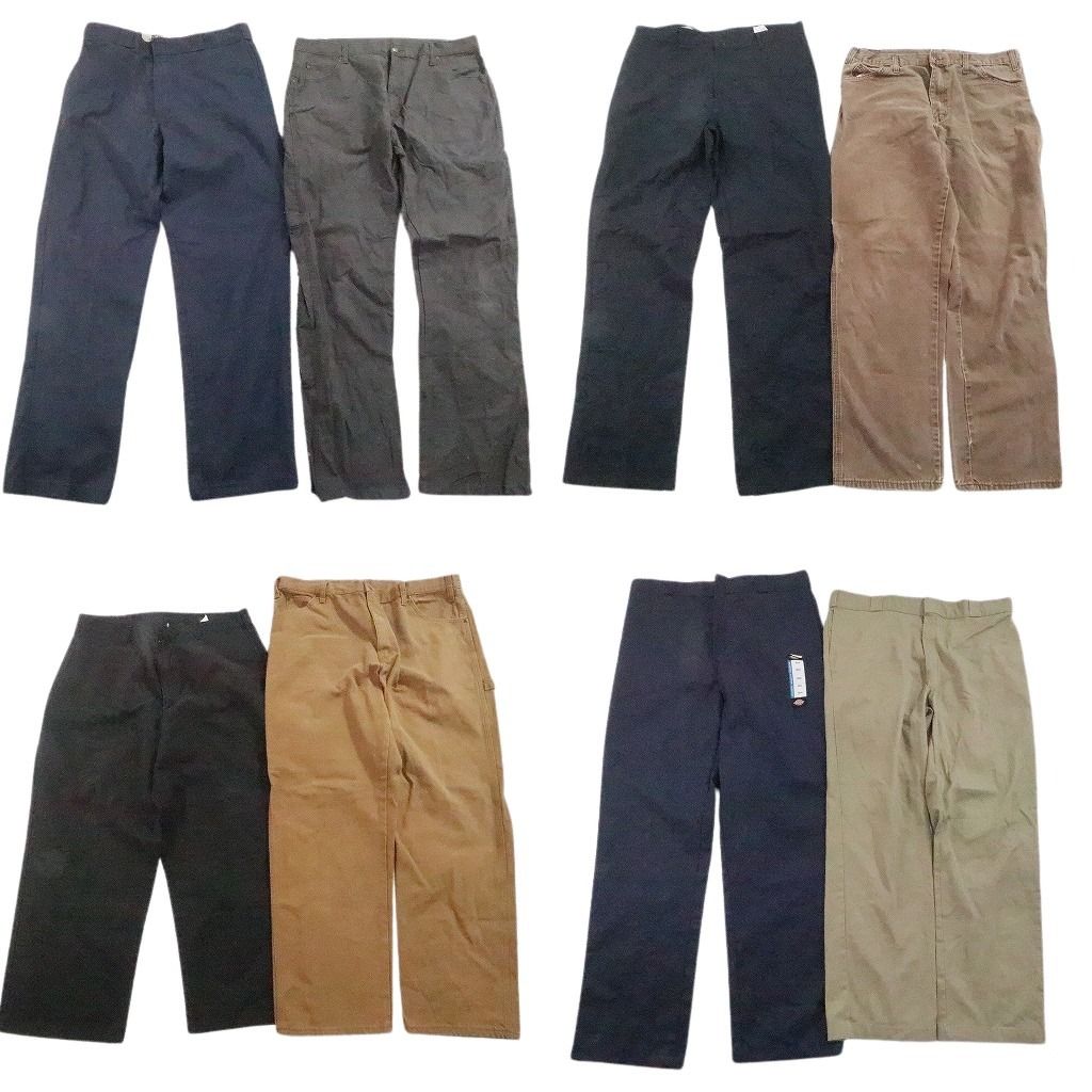 古着卸 まとめ ディッキーズ パンツ 8枚セット ( メンズ 36/38 ) デッドストック ワーク ネイビー ベージュ ストレート 中古 古着 NE9441