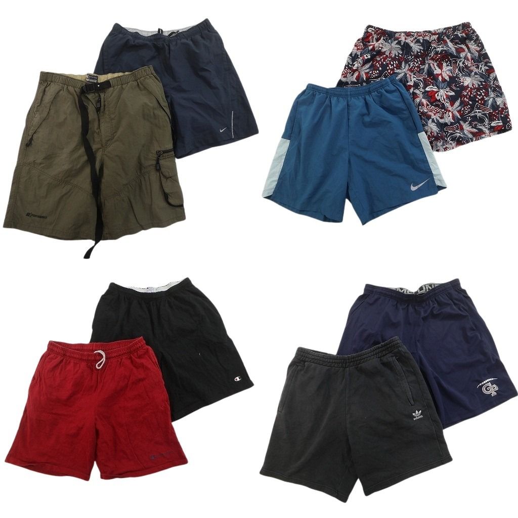 古着卸 まとめ売り ブランド ショートパンツ 8枚セット ( メンズ L ) コロンビア チャンピオン アディダス トレフォイル 中古 古着 NE9532