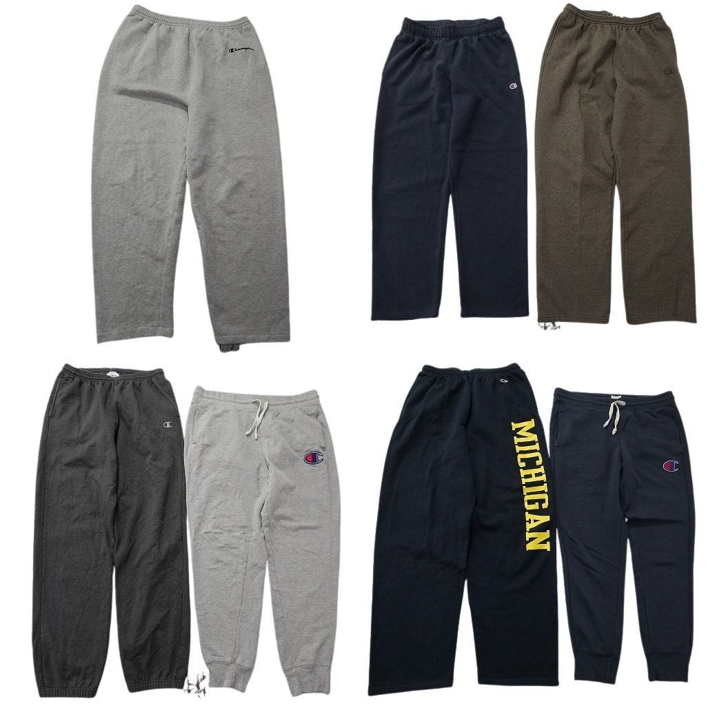 古着卸 まとめ売り チャンピオン パンツMIX 7枚セット ( メンズ M/L ) カレッジ風 スウェパン テーパード グレー 中古 古着 NE9606