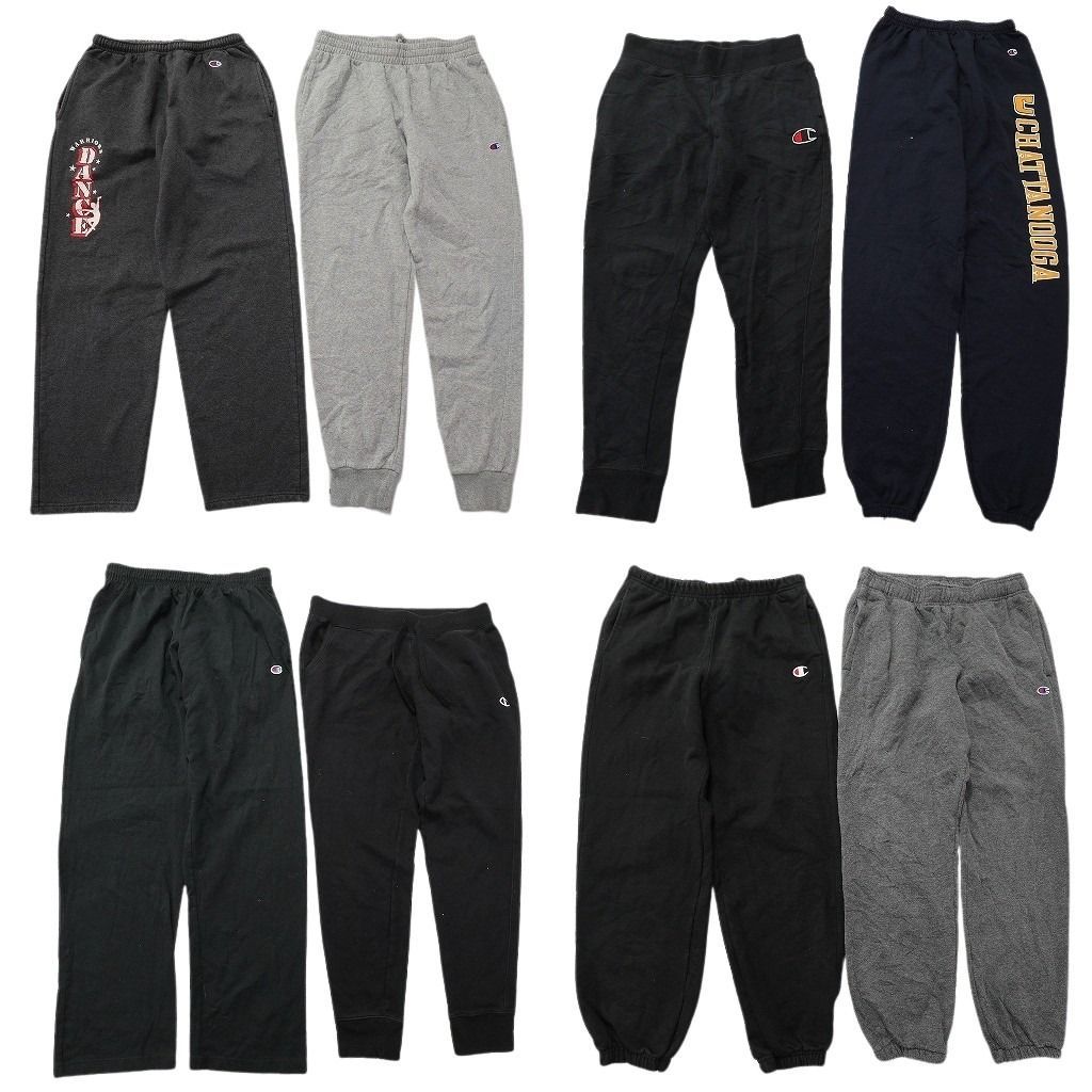古着卸 まとめ売り チャンピオン パンツMIX 8枚セット ( メンズ M ) カレッジ風 スウェパン ブラック テーパード 中古 古着 NE9607