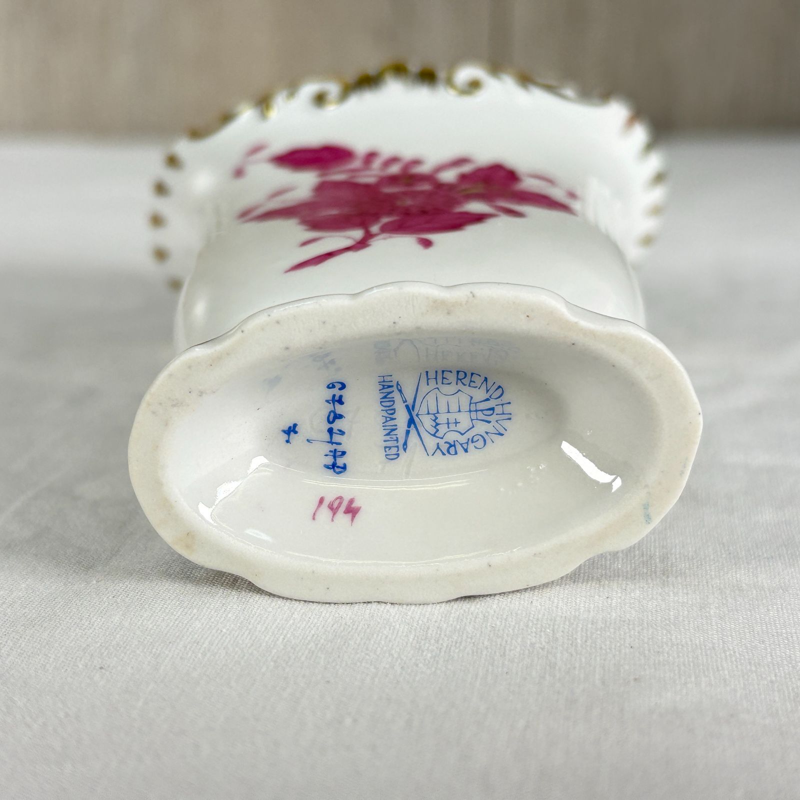 HEREND ヘレンド アポニーピンク フラワーベース 花瓶 金彩 ハンド