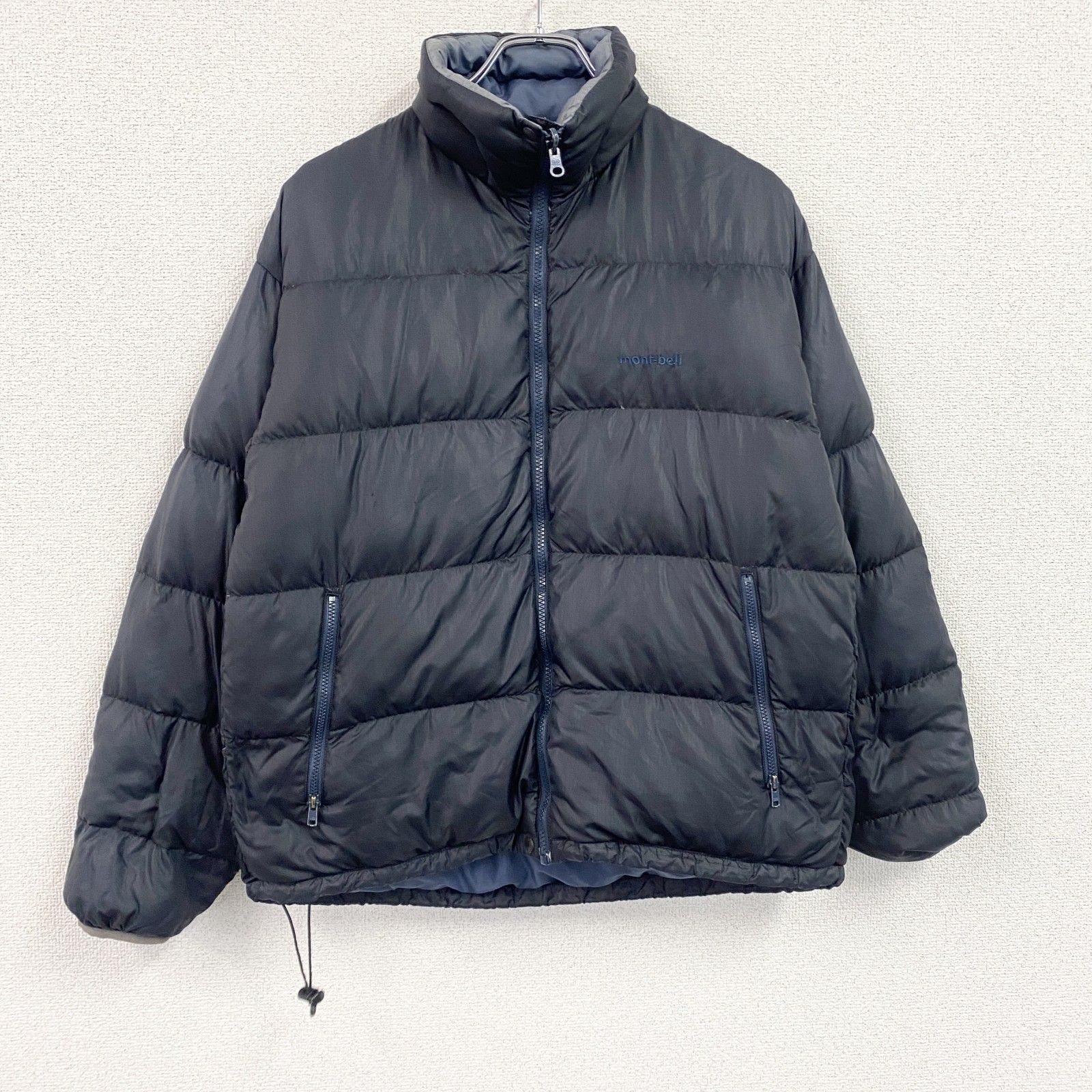 Mont-bell　モンベル　リバーシブルダウンジャケット　ダウン90％　紺　ネイビー　黒　ブラック　Mサイズ　古着