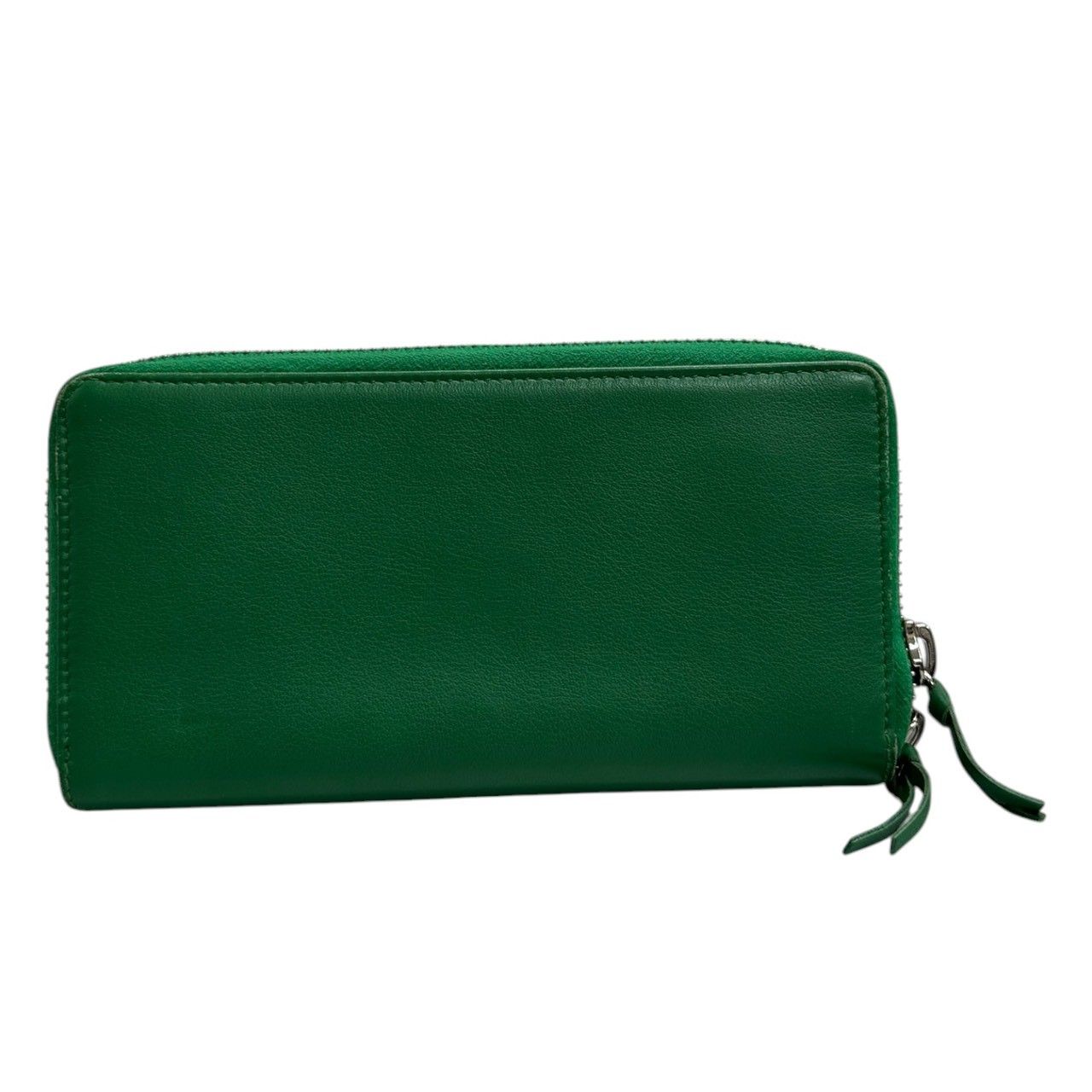 美品 BALENCIAGA バレンシアガ ペーパー グリーン レザー 長財布