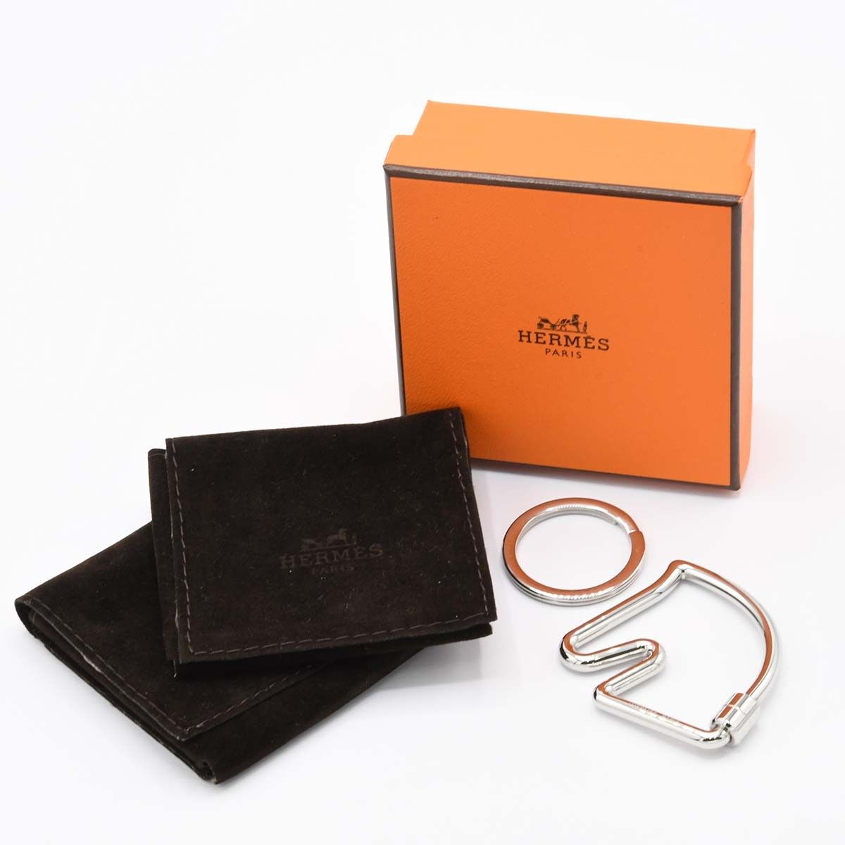 HERMES エルメス シュバル キーリング キーホルダー シルバーカラー 箱