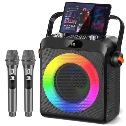 JYX スピーカーセット カラオケマシン ワイヤレスマイク2本付き 家庭・パーティー・イベント用 イコライザーモード搭載 録音/USB/TF/AUX対応 プロ仕様 簡単接続 PAセットkk