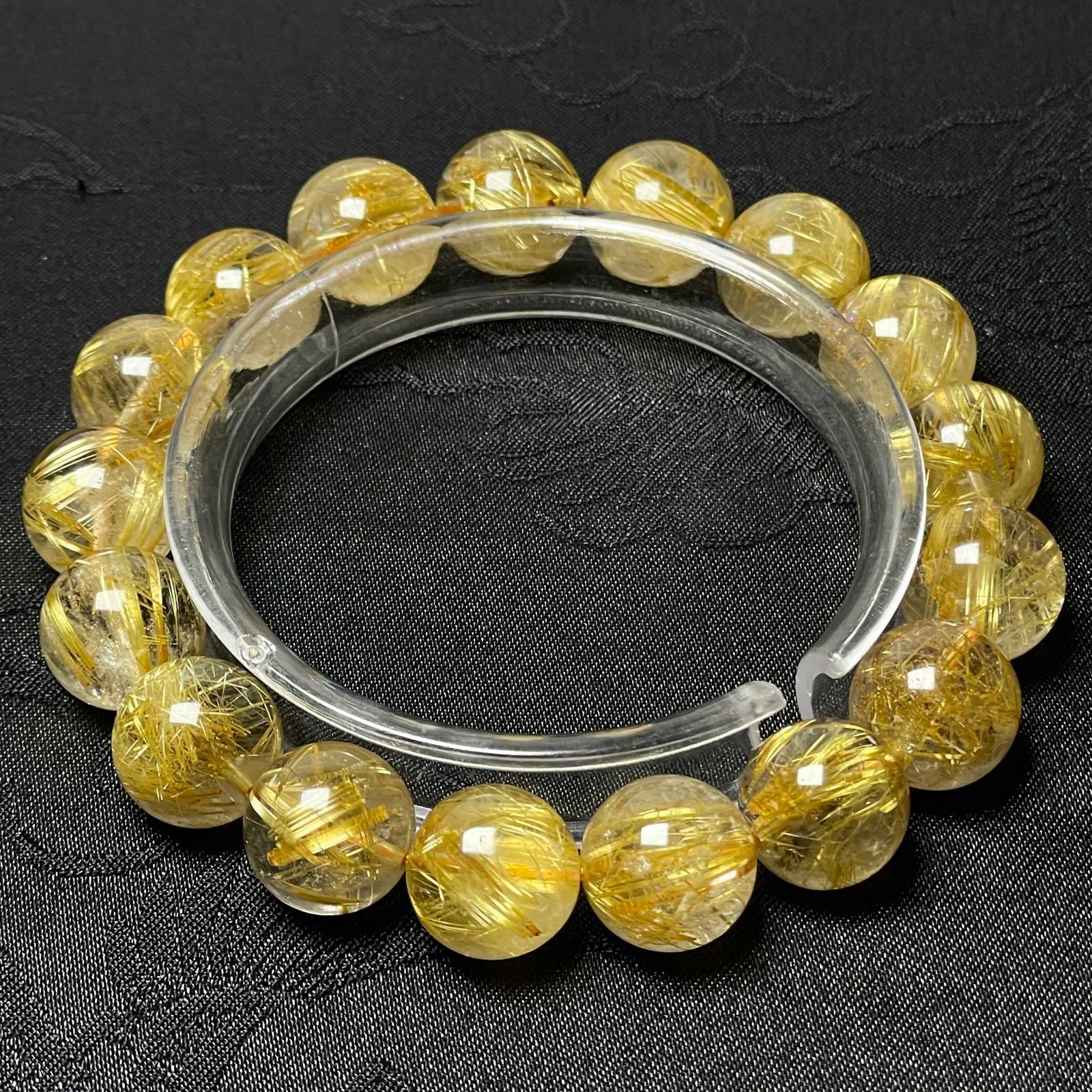 天然石★【90A極!極満針ルチルクォーツ】★ブレスレット 天然石 12.7-13.3mm ZZ2101