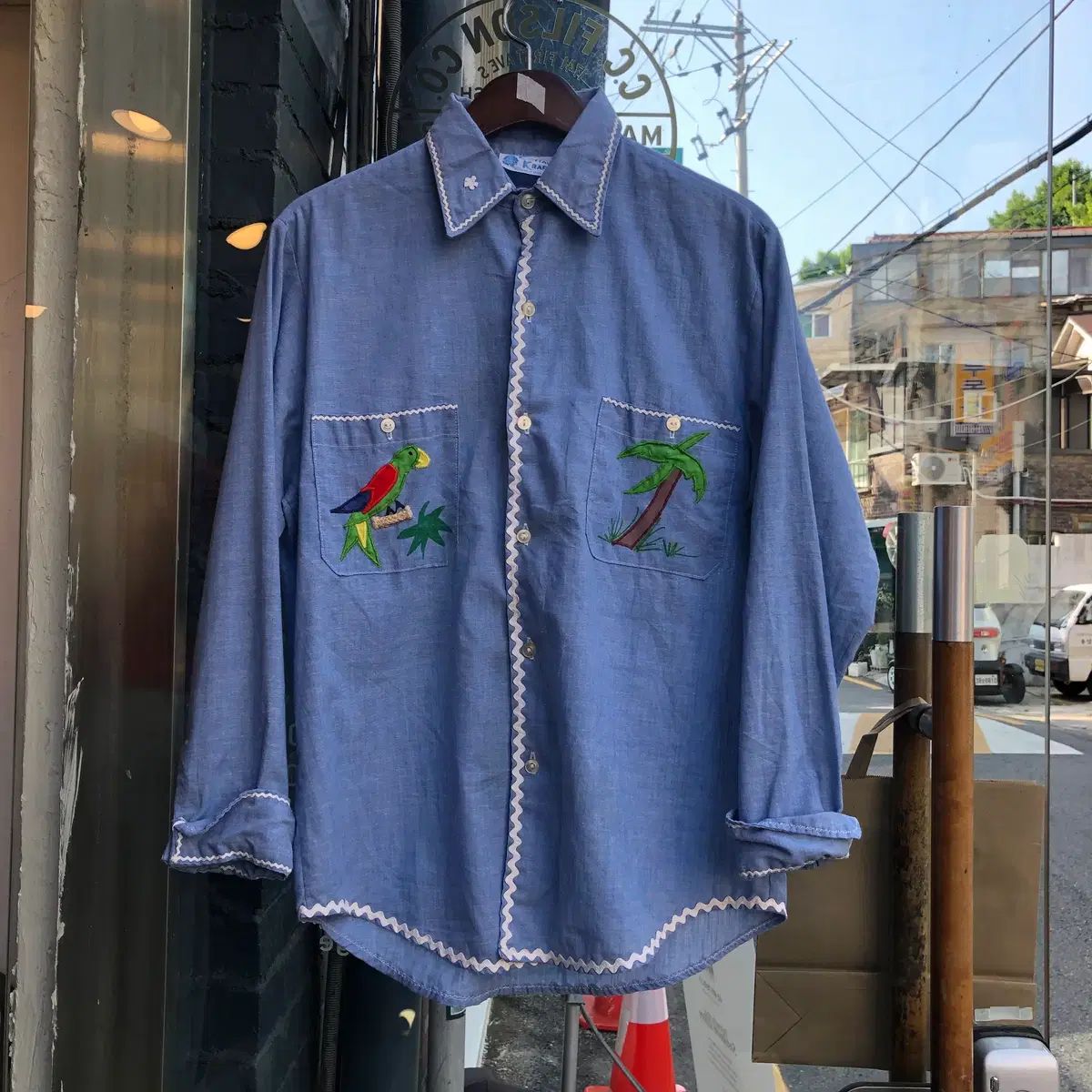 80sヴィンテージシャンブレーシャツ-M