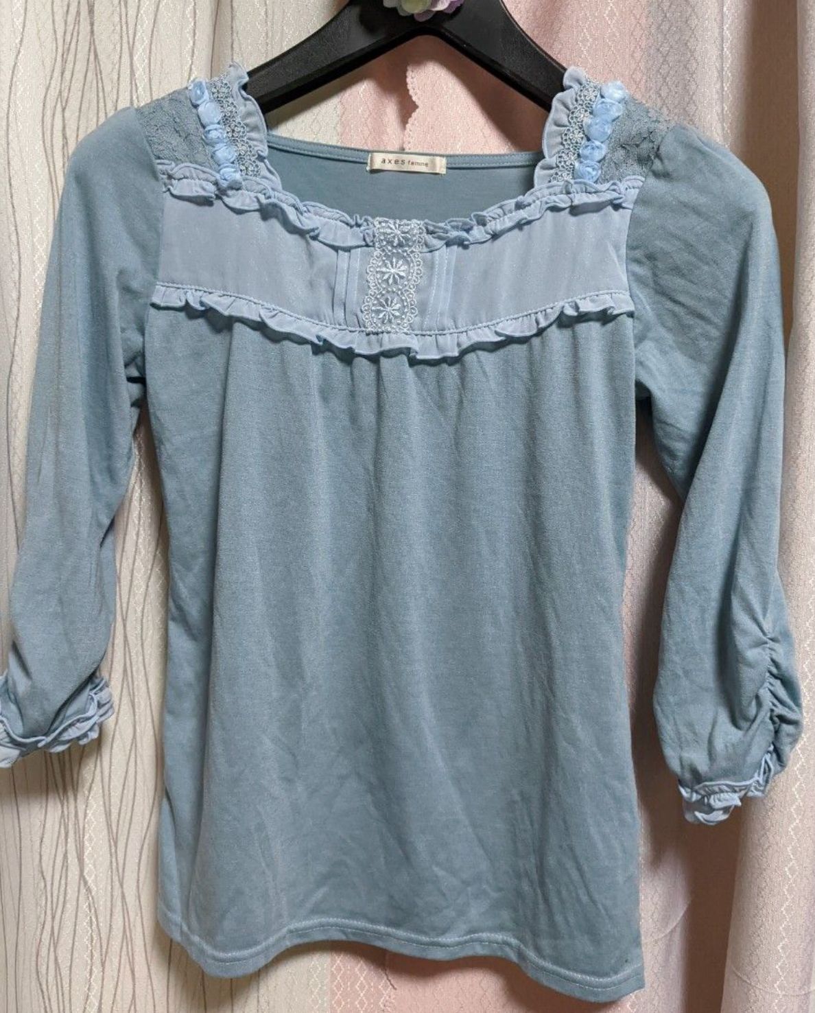 アクシーズファム フリル バラ ローズ モチーフ 長袖 Tシャツ CUTソー