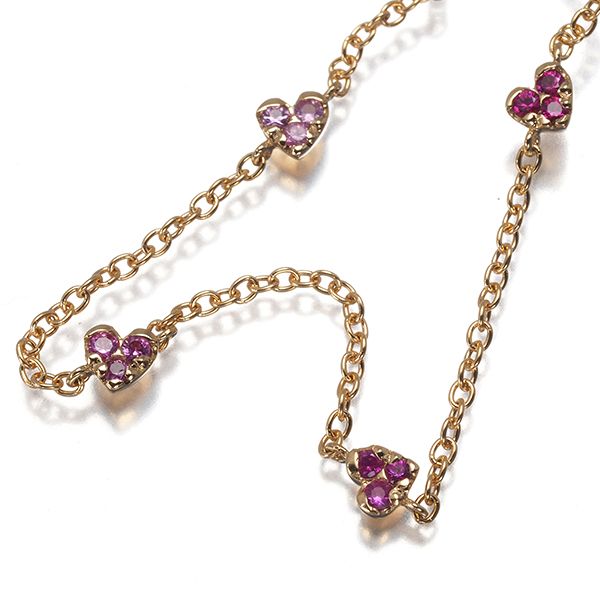 ポンテヴェキオ ネックレス ピンクサファイア 0.13ct ルビー ダイヤ