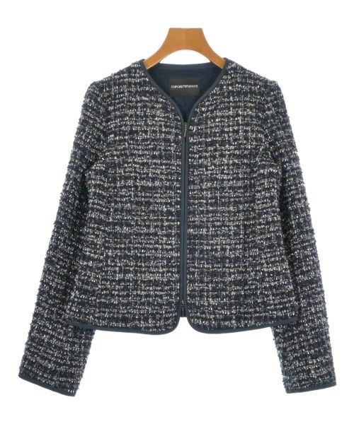 EMPORIO ARMANI - 古着 Emporio Armani エンポリオアルマーニ イタリア製 ノーカラージャケット 44 ブラック レディース EMPORIO ARMANI ノーカラージャケット レディース 【古着】【中古