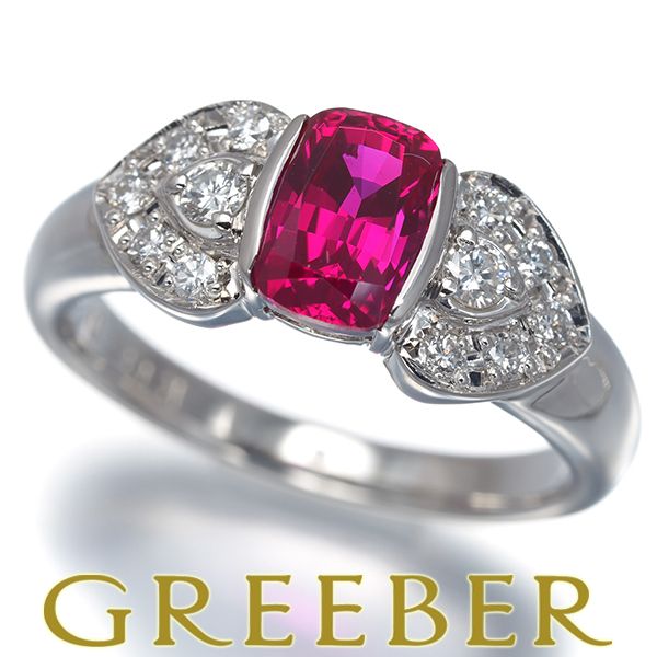 クレサンベール リング 再結晶ルビー 1.15ct ダイヤ ダイヤモンド 0.22ct 12号 Pt900 #193284