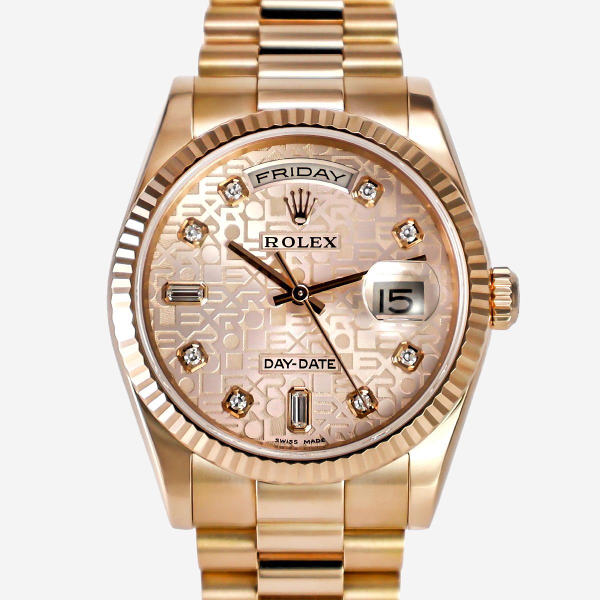 【ROLEX】ロレックス デイデイト36 118235A ピンクシャンパン彫コンピューター 中古