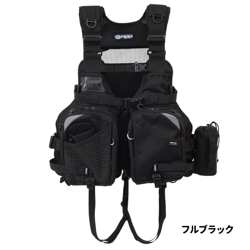 双進 ライフジャケット RBB エクストリームタイドゲームベスト フリー フルブラック 7693