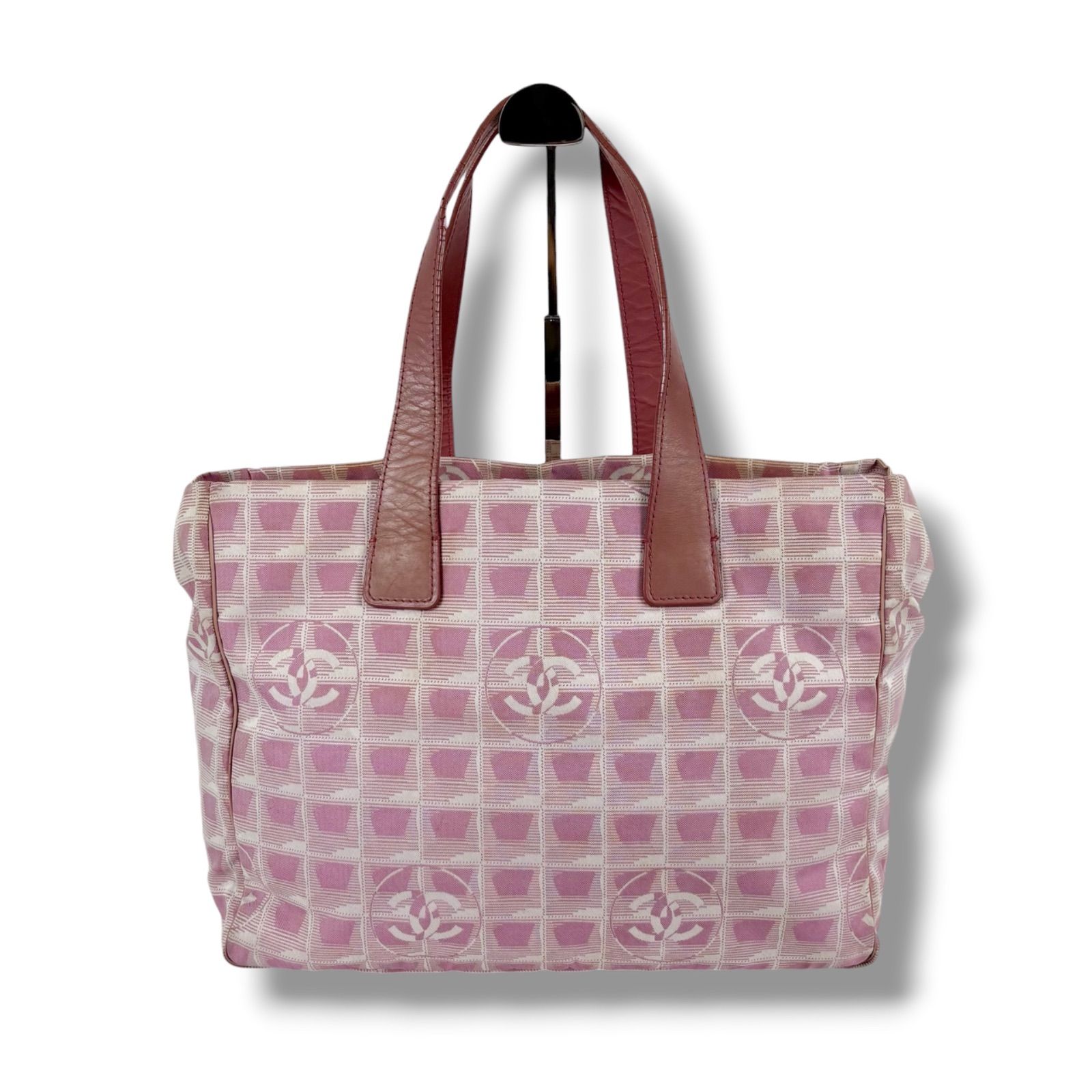 シャネル CHANEL ニュートラベルライン トートバッグ 肩掛け ピンク