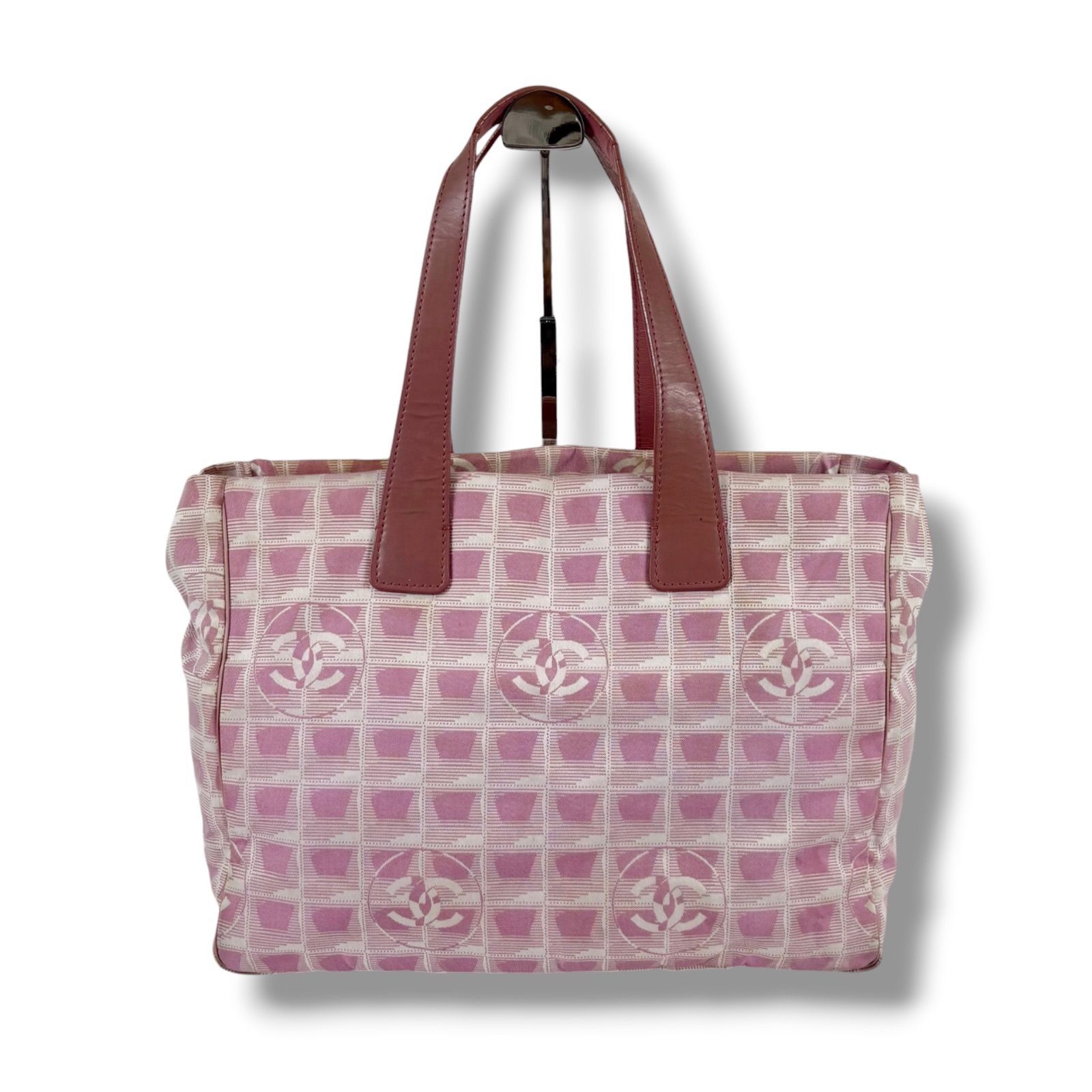 CHANEL ココマークニュートラベルライン　キャンバス×レザー　ピンク シャネル CHANEL ニュートラベルライン トートバッグ 肩掛け ピンク