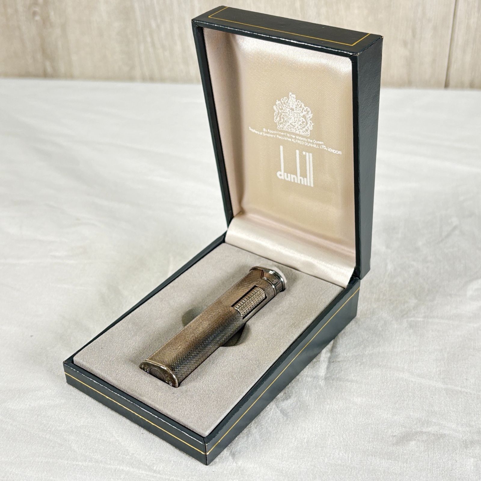dunhill ダンヒル ローラーガスライター 格子柄 シルバー系 箱付 着火 