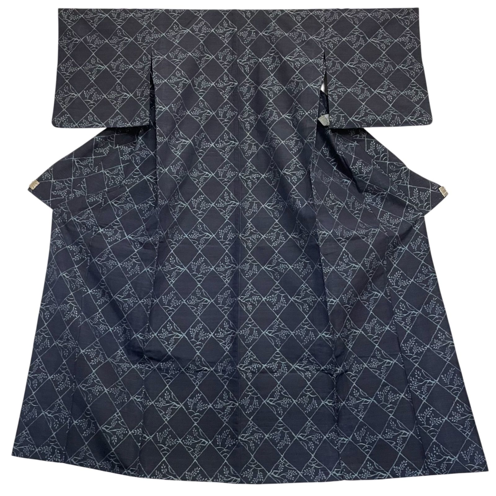 J899 美品 単衣 伝統 陶芸紬 証紙付き 草木 正絹 身丈162cm 和装 和服