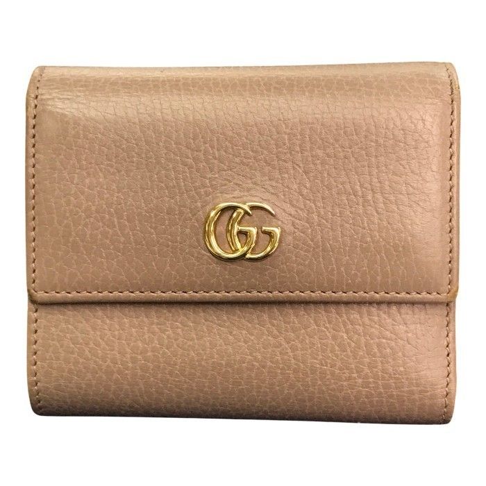 GUCCI グッチ GGマーモント 財布 レディース 3つ折り レザー コンパクト 小銭入れあり ベージュ 546584 中古 T1