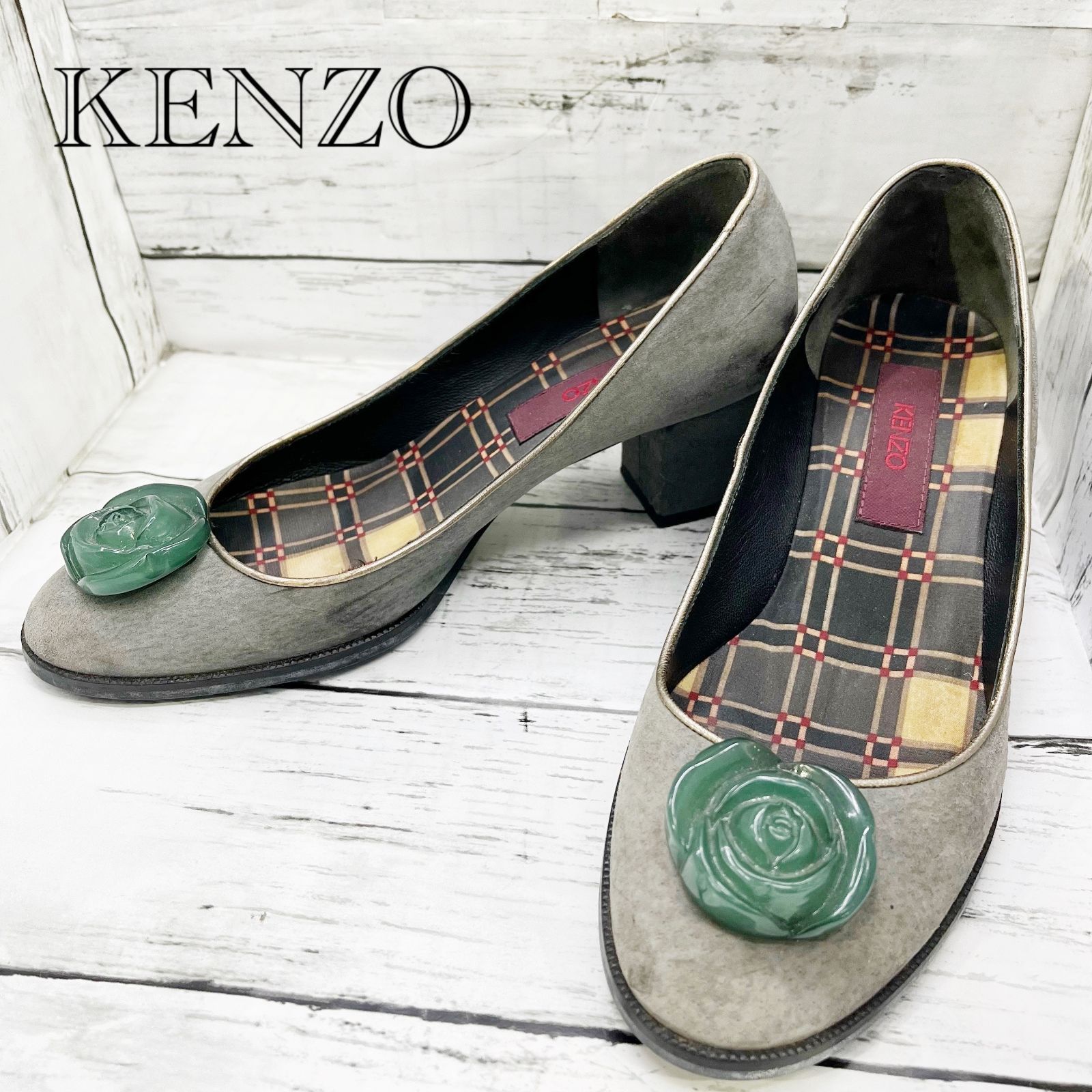KENZO SIZE36 Pumps GREEN Rose ケンゾー パンプス 緑 グリーン 薔薇