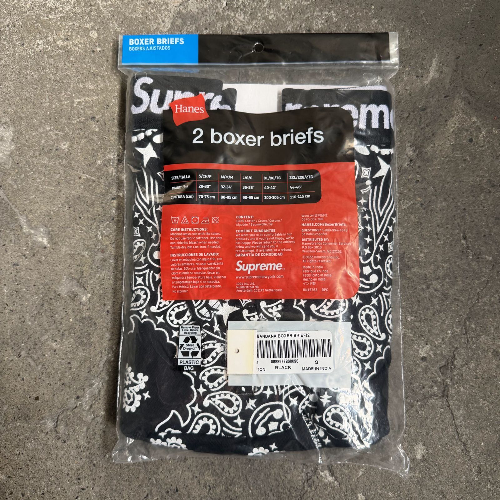 Supreme x Hanes 22aw Bandana Boxer Briefs 2PACK ブラック S