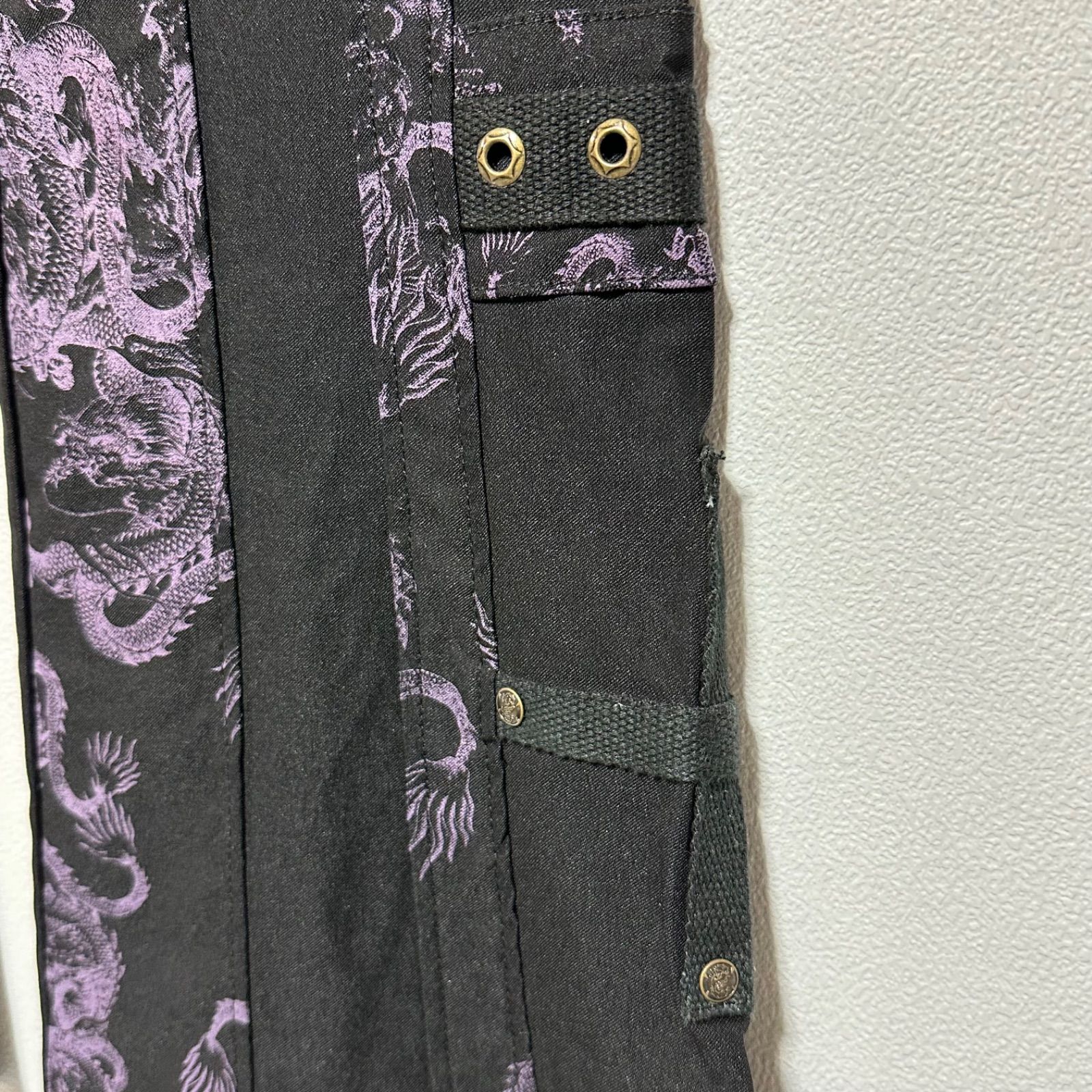 OZZ ON hikozoh ドラゴン フレアパンツ 黒紫 ブラック パープル 龍