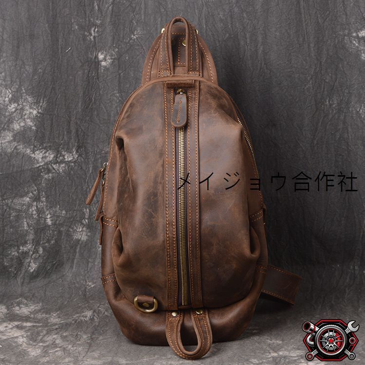 売れ筋ボディバッグ 本革 メンズ レトロ レザー 牛革 斜めがけ 大容量 お洒落 ワンショルダーバッグ 自転車鞄 左利き 右利き 折傘など収納cp527