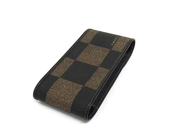 FENDI フェンディ シガレットケース ペカン柄 ブラウン系 PVC×レザー