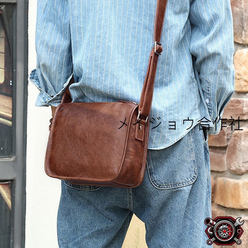 売れ筋一流の鞄職人が作る ヌメ革 ハンドメイド メンズバッグ 本革 ワンショルダーバッグ 自転車鞄 レザー 斜め掛けバッグ 通勤通学cp527