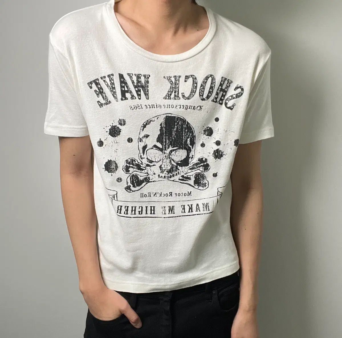 space opera vtg y2k パンク スカル プリンティング 半袖 Tシャツ M